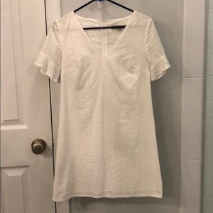 Loft - White eyelet flutter sleeve dress
